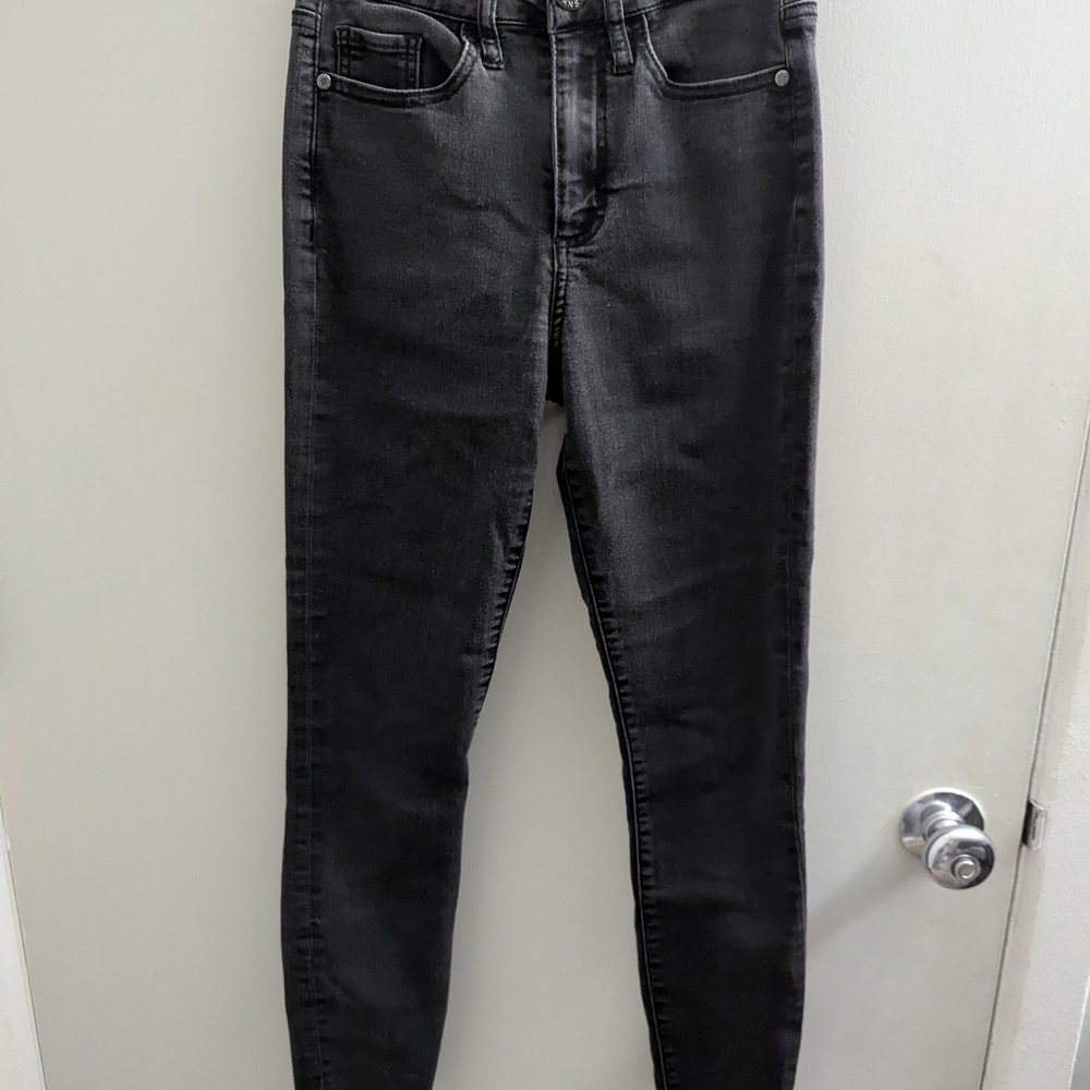 Vintage Guess Black Denim Jeans 1980s Style EUC Skinny Leg Punk Rock Sz 25 Waist